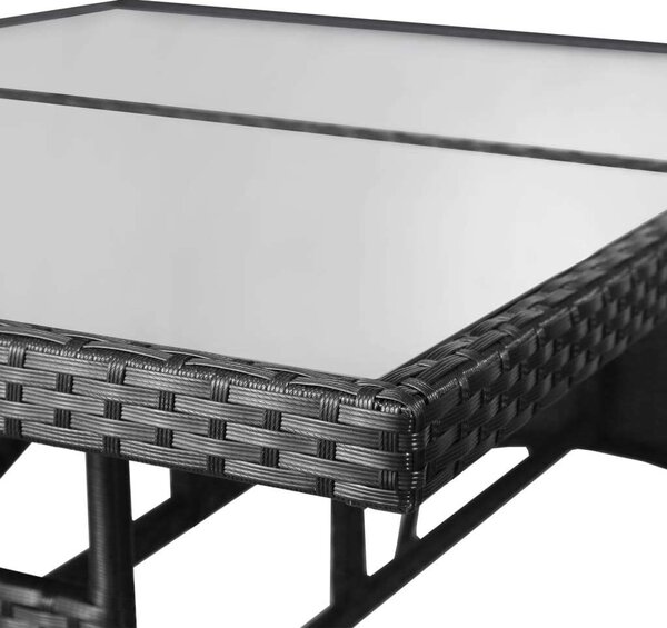 VidaXL 5 Részes Fekete Polyrattan Kerti Étkezőgarnitúra