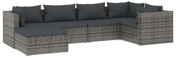 Polyrattan Kerti Ülőgarnitúra - 6 részes - Szürke