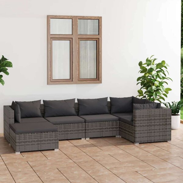 Polyrattan Kerti Ülőgarnitúra - 6 részes - Szürke