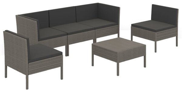 6 részes szürke polyrattan kerti ülőgarnitúra párnákkal