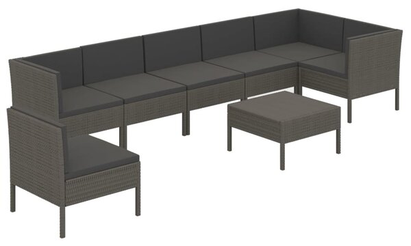 8 részes szürke polyrattan kerti ülőgarnitúra párnákkal