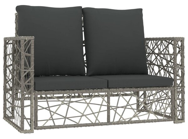 2-részes szürke polyrattan kerti bútorszett párnákkal