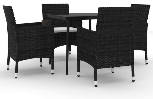 5 részes polyrattan és üveg kerti étkezőgarnitúra párnákkal