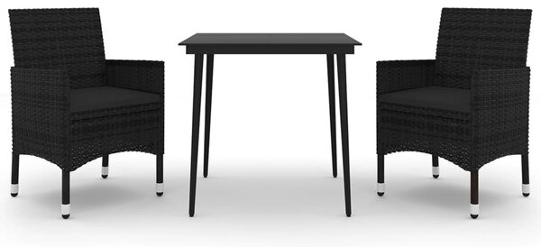 3 részes polyrattan és üveg kerti étkezőgarnitúra párnákkal