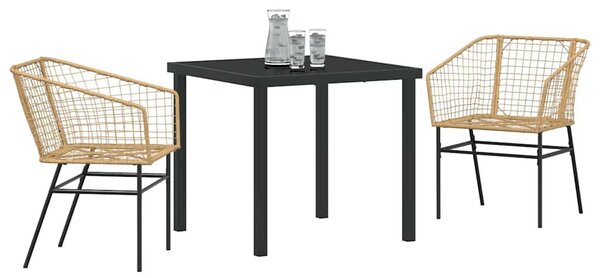 Kert étkező szett 3 pcs Barna polirattan