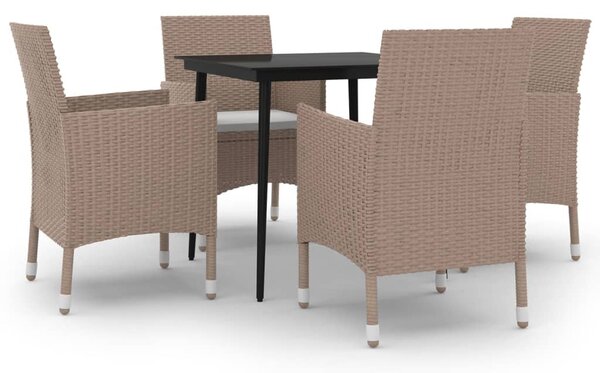 5 részes polyrattan és üveg kerti étkezőgarnitúra párnákkal