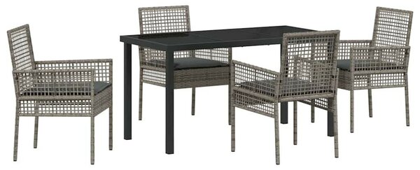 Kert étkező szett párnával 5 pcs Szürke polirattan