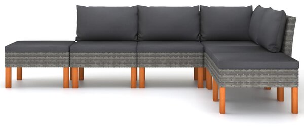 6 részes szürke polyrattan kerti ülőgarnitúra párnákkal