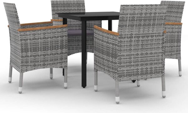 5 részes polyrattan és üveg kerti étkezőgarnitúra párnákkal