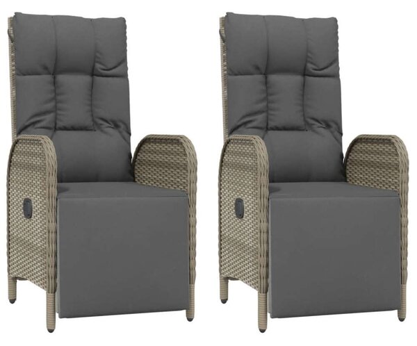 VidaXL 4 részes szürke polyrattan kerti étkezőszett párnával