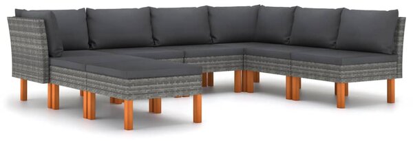 8 részes szürke polyrattan kerti ülőgarnitúra párnákkal