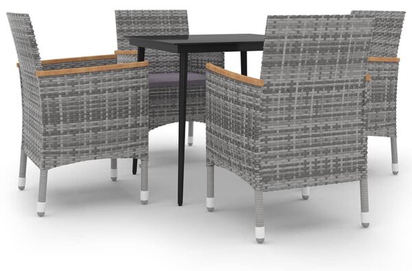 5 részes polyrattan és üveg kerti étkezőgarnitúra párnákkal