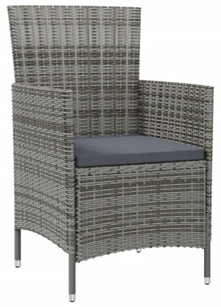 7 részes szürke polyrattan kültéri étkezőgarnitúra párnákkal