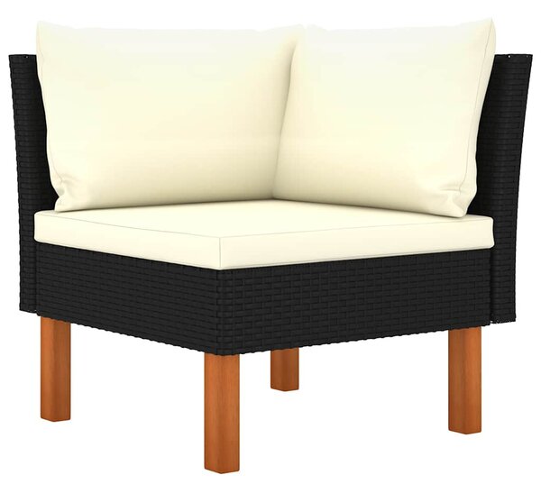 4 részes fekete polyrattan kerti ülőgarnitúra párnákkal