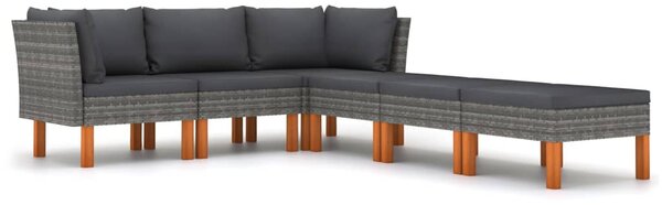 6 részes szürke polyrattan kerti ülőgarnitúra párnákkal