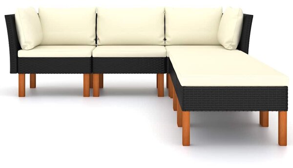 6 részes fekete polyrattan kerti ülőgarnitúra párnákkal