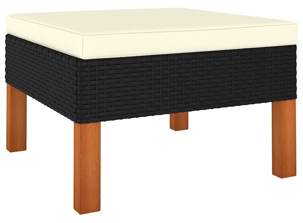 12 részes fekete polyrattan kerti ülőgarnitúra párnákkal