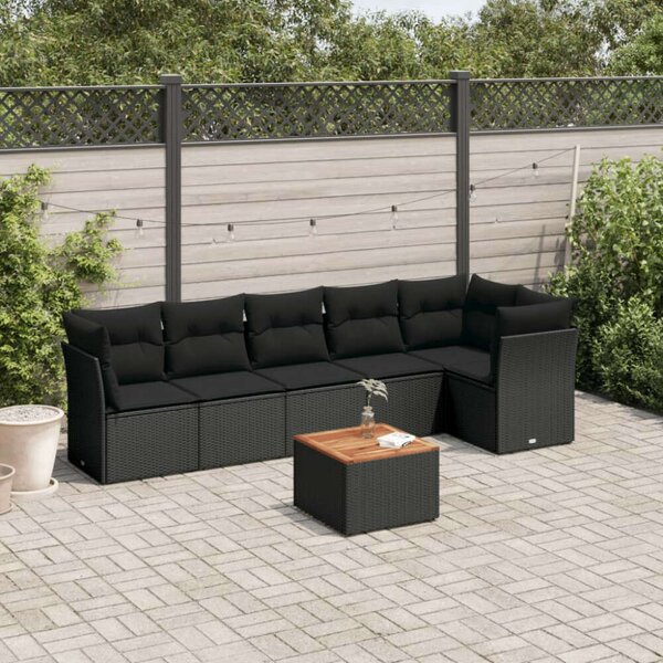 VidaXL Polyrattan Kerti Ülőgarnitúra - 7 részes - Fekete