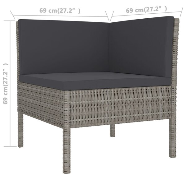3 részes szürke polyrattan kerti ülőgarnitúra párnákkal