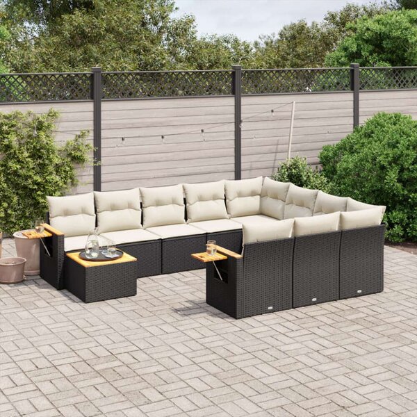 VidaXL Polyrattan Kerti Ülőgarnitúra - 11 részes - Fekete