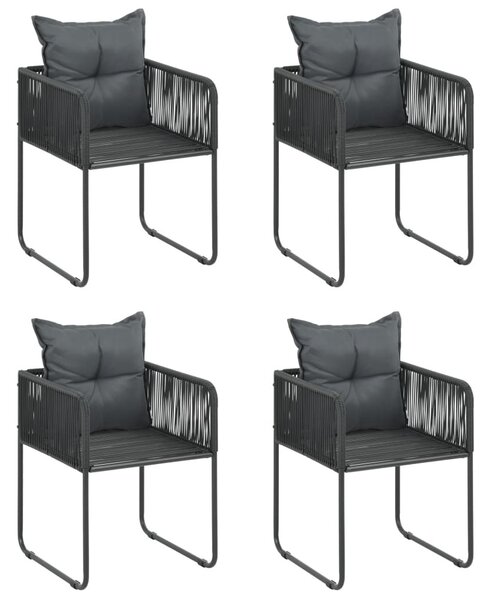 5 részes fekete PVC rattan kerti étkezőgarnitúra