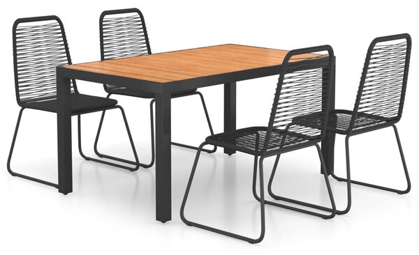 5 részes fekete-barna PVC rattan kerti étkezőgarnitúra