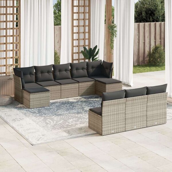 VidaXL Polyrattan Kerti Ülőgarnitúra - 10 részes - Szürke