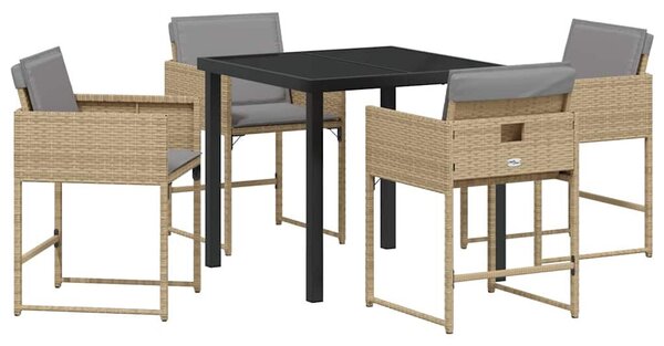 Kert étkező szett párnával 5 pcs Bézs polirattan