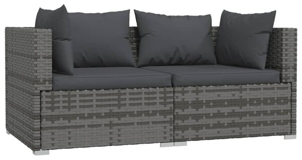 3 részes szürke polyrattan kerti ülőgarnitúra párnákkal