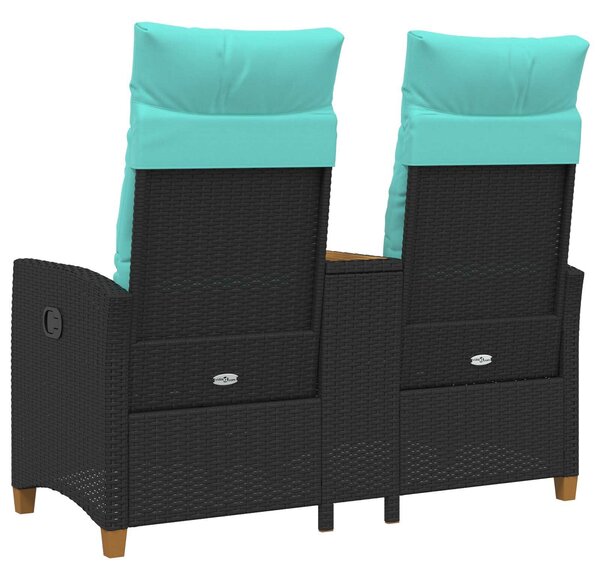 VidaXL Dönthető pad asztallal Fekete és Türkiz 126 x 65 x 112 cm