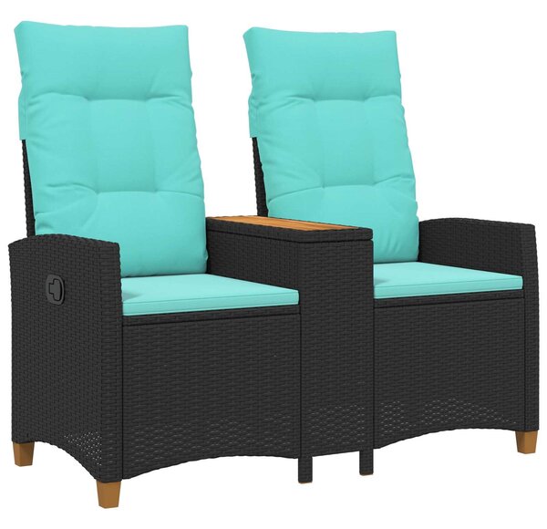 VidaXL Dönthető pad asztallal Fekete és Türkiz 126 x 65 x 112 cm