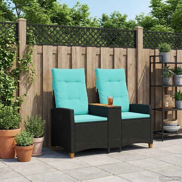 VidaXL Dönthető pad asztallal Fekete és Türkiz 126 x 65 x 112 cm