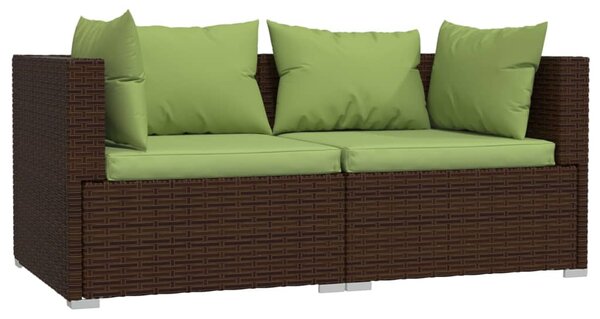 3 részes barna polyrattan kerti ülőgarnitúra párnával