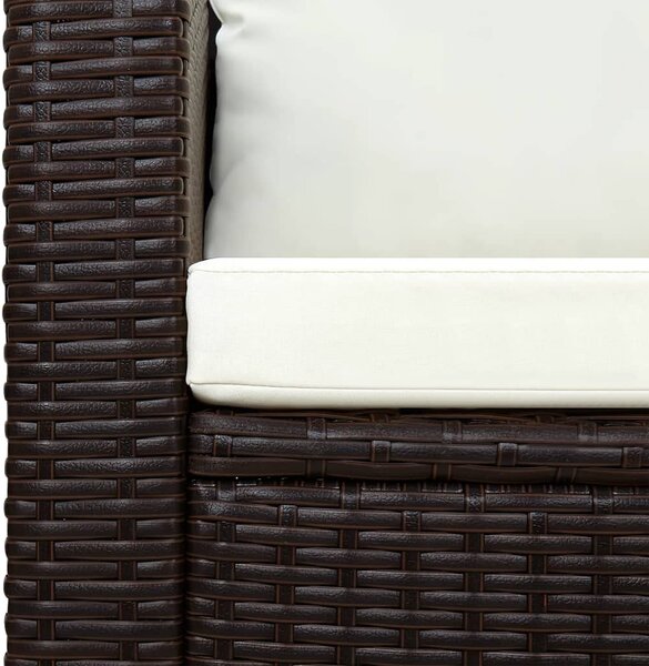 3 darabos barna polyrattan bisztrószett párnákkal
