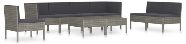 9 részes szürke polyrattan kerti bútorszett párnákkal
