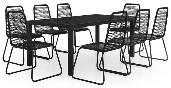9 részes fekete PVC rattan kerti étkezőgarnitúra