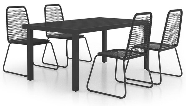 5 részes fekete PVC rattan kerti étkezőgarnitúra