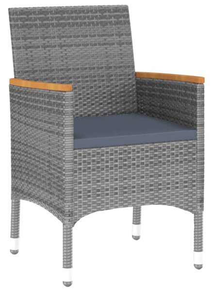 3 részes szürke polyrattan kerti étkezőgarnitúra