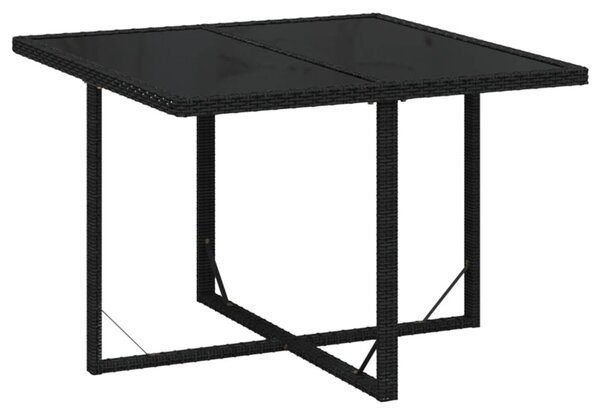 9 részes fekete polyrattan kerti étkezőgarnitúra párnákkal