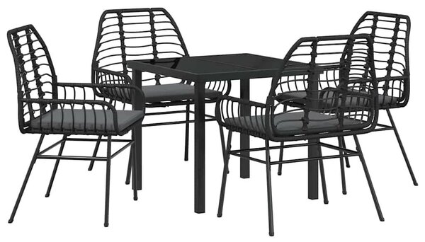 Kert étkező szett 5 pcs Fekete polirattan