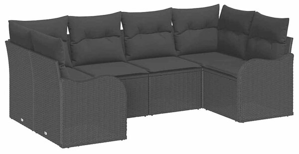 Kerti Kanapé Szett tárolóval 6 pcs Fekete Poli rattan