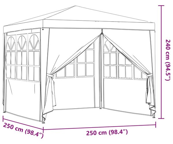 VidaXL Partysátor Világosszürke 250 x 250 x 240 cm PE és acél