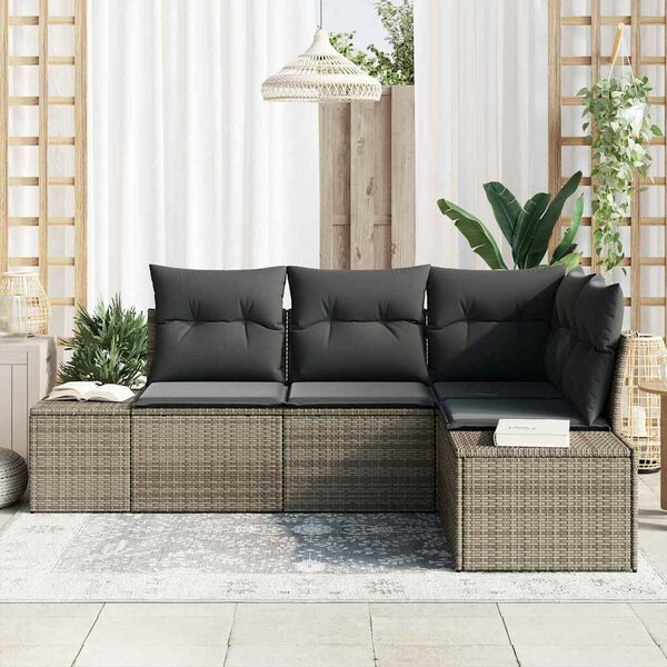 Kerti Kanapé Szett tárolóval 4 pcs Szürke polirattan