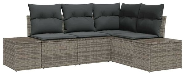 Kerti Kanapé Szett tárolóval 4 pcs Szürke polirattan