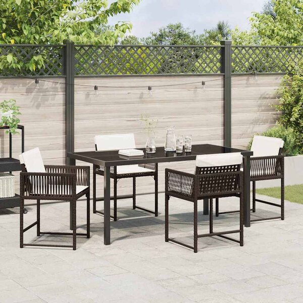Kert étkező szett 5 pcs Barna polirattan