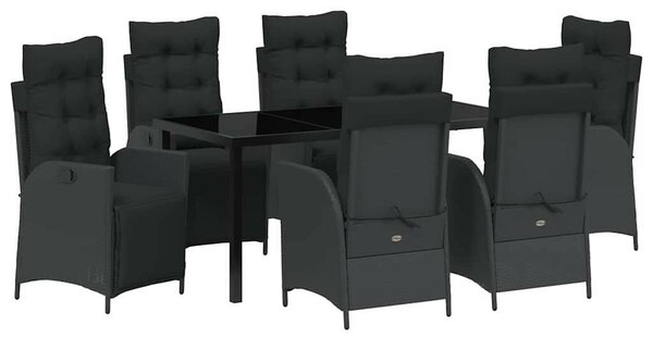 Kert étkező szett párnával 7 pcs Fekete polirattan