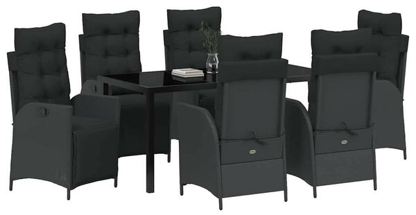 Kert étkező szett párnával 7 pcs Fekete polirattan