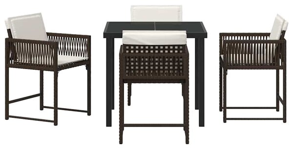 VidaXL Kert étkező szett 5 pcs Barna polirattan