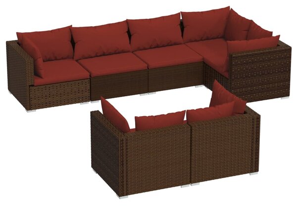 7 részes barna polyrattan kerti ülőgarnitúra párnákkal