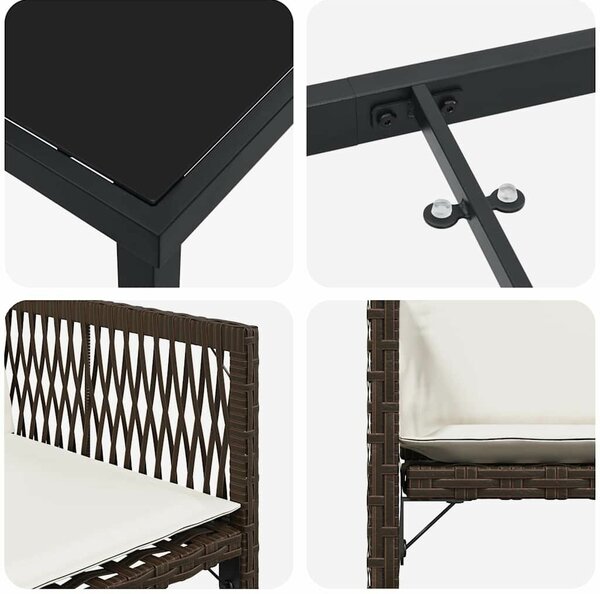 VidaXL Kert étkező szett 5 pcs Barna polirattan